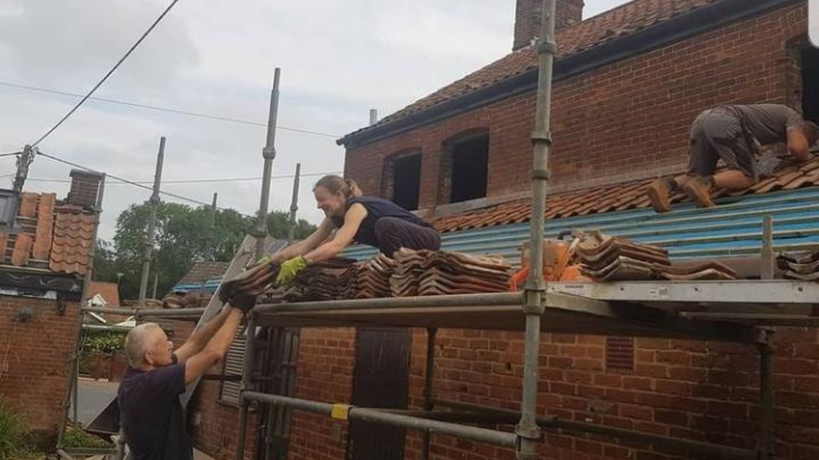 Volunteers building at The White Swan