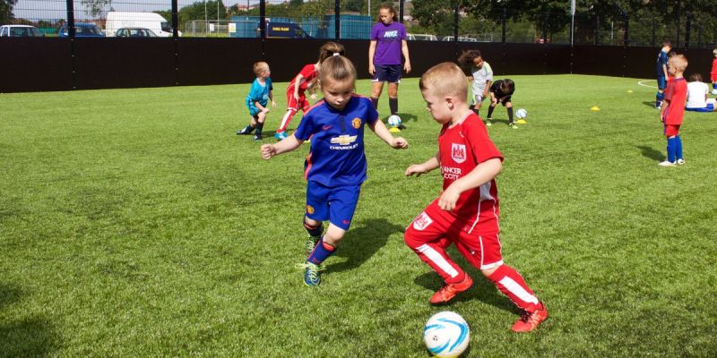 Children playing football