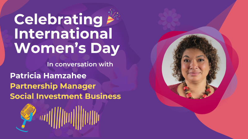 Celebrating International Women's Day text with a picture of Patricia Hamzahee
