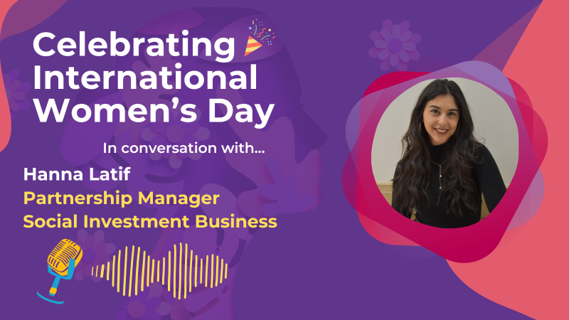 Headshot image of Hanna Latif, with Celebrating International Women's Day as a headline